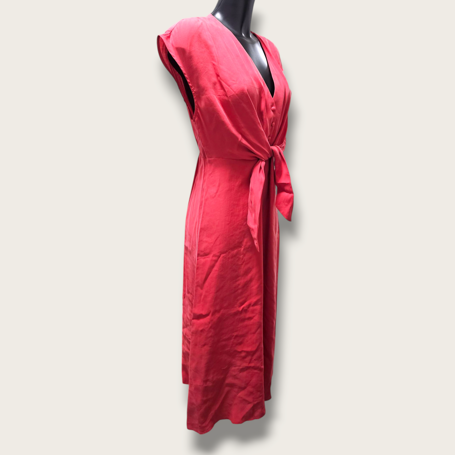 New MNG Red Midi Dress UK 10  Button-up Occasional