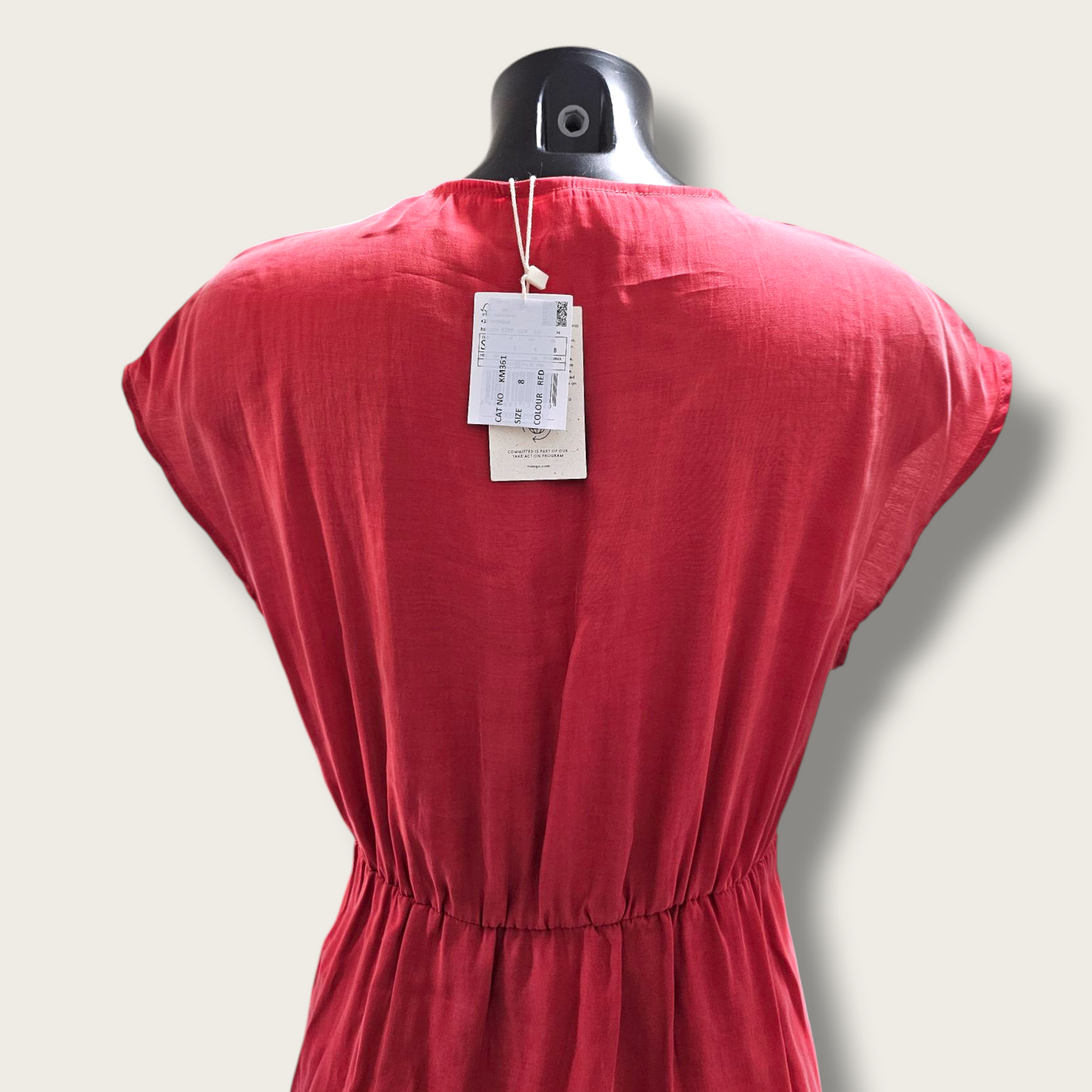 New MNG Red Midi Dress UK 10  Button-up Occasional