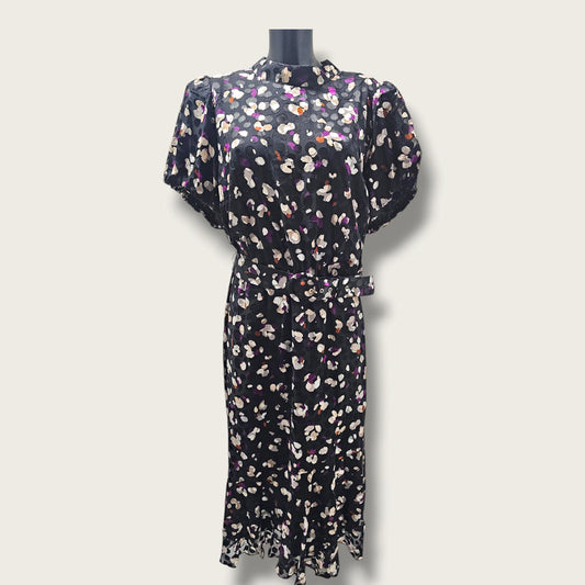 New Phase Eight Kensley Print Puff Sleeve Dress UK 22