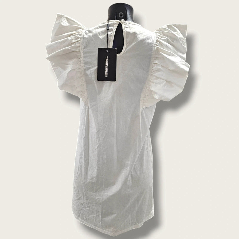 New White PLT Summer Smock Dress UK 8