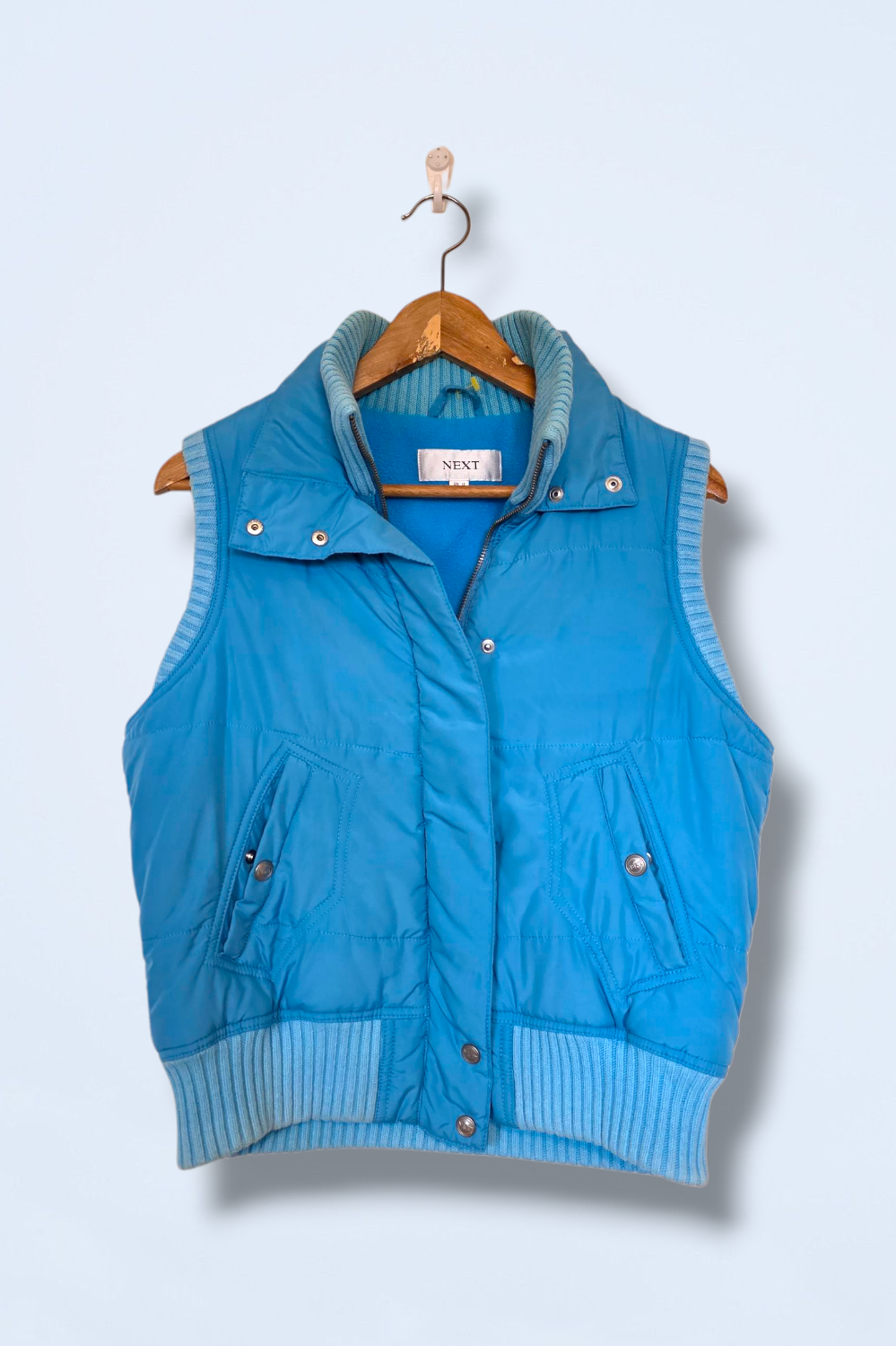 Next Vintage Blue Gilet Zip & Snap Button Fastening Size 12