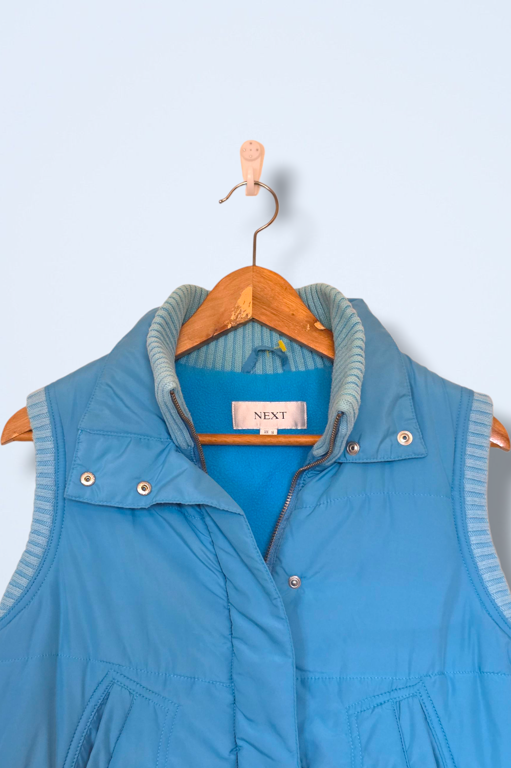 Next Vintage Blue Gilet Zip & Snap Button Fastening Size 12