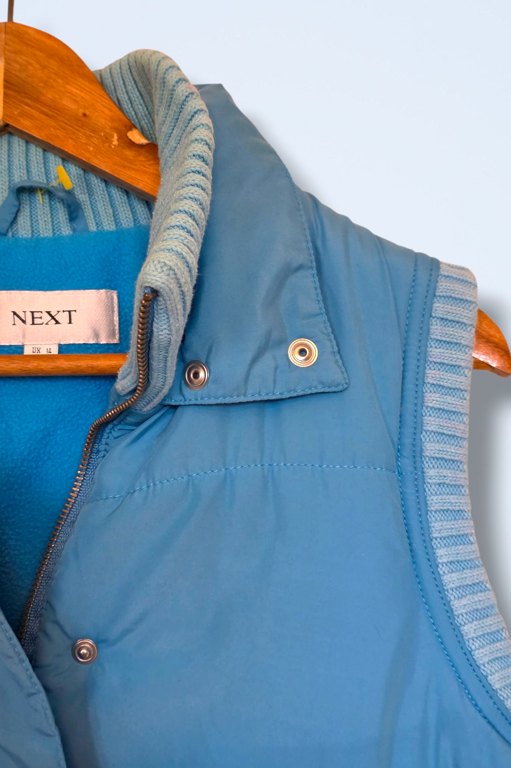 Next Vintage Blue Gilet Zip & Snap Button Fastening Size 12