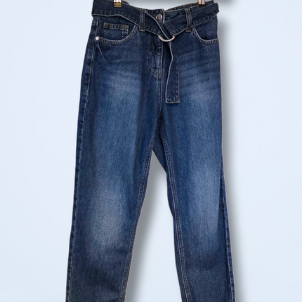 Next High Rise Belted Mom Jeans Size UK 8 Regular