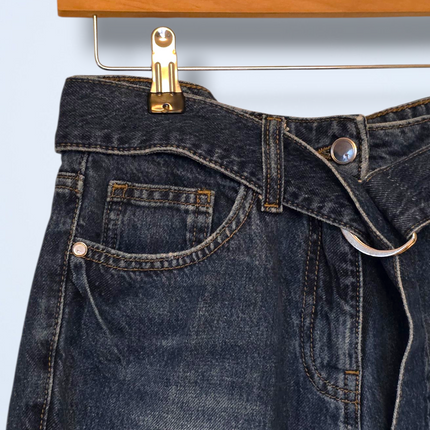 Next High Rise Belted Mom Jeans Size UK 8 Regular