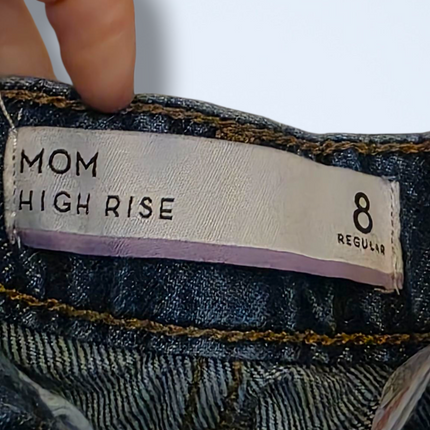 Next High Rise Belted Mom Jeans Size UK 8 Regular