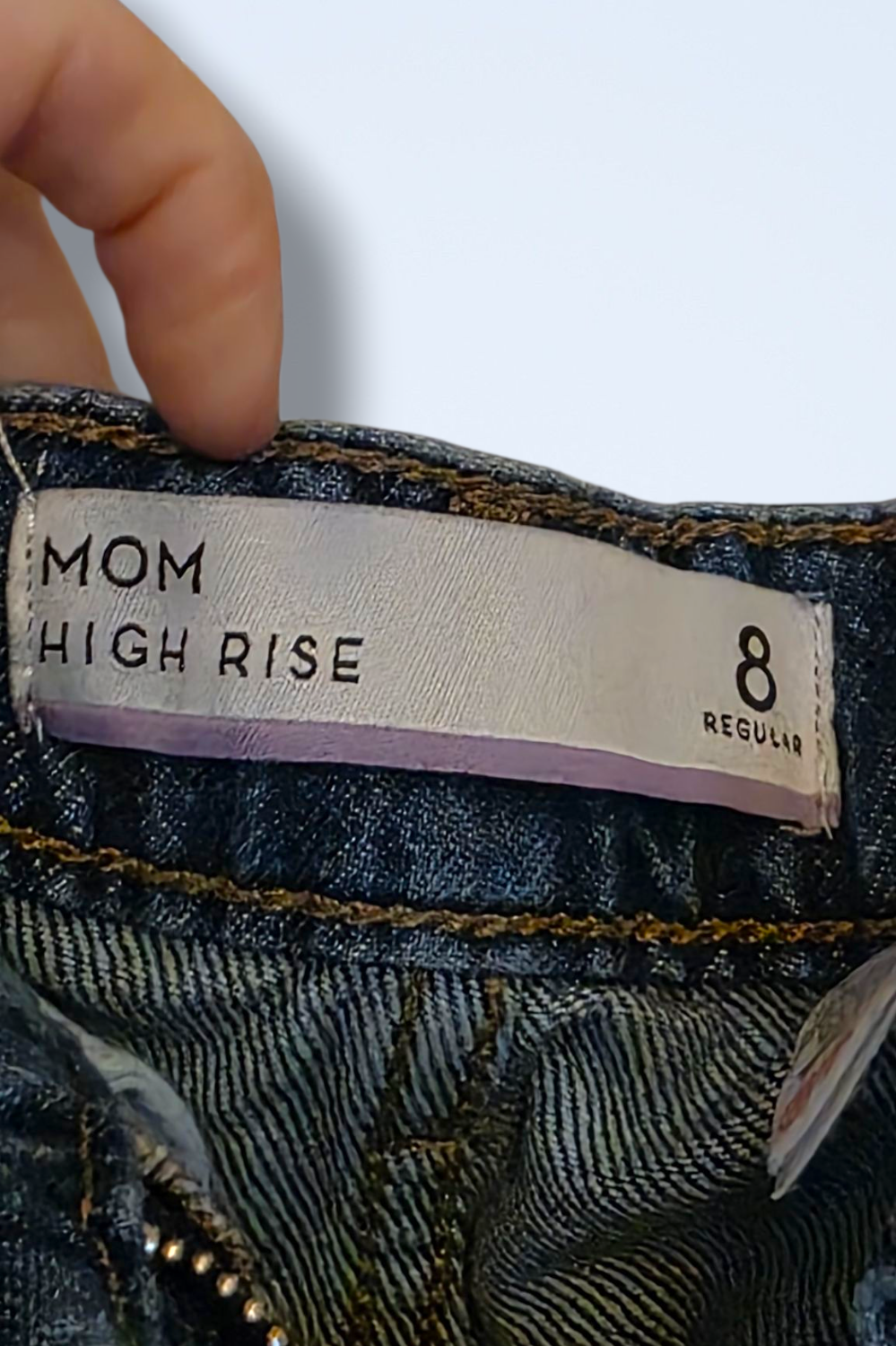 Next High Rise Belted Mom Jeans Size UK 8 Regular