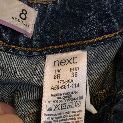 Next High Rise Belted Mom Jeans Size UK 8 Regular