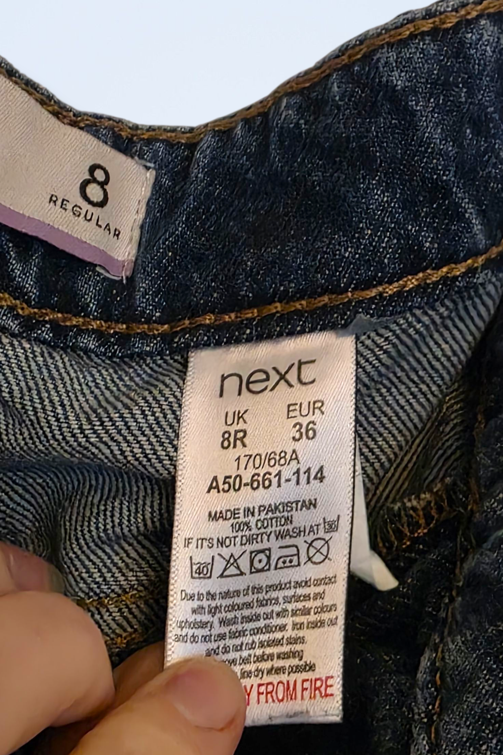 Next High Rise Belted Mom Jeans Size UK 8 Regular