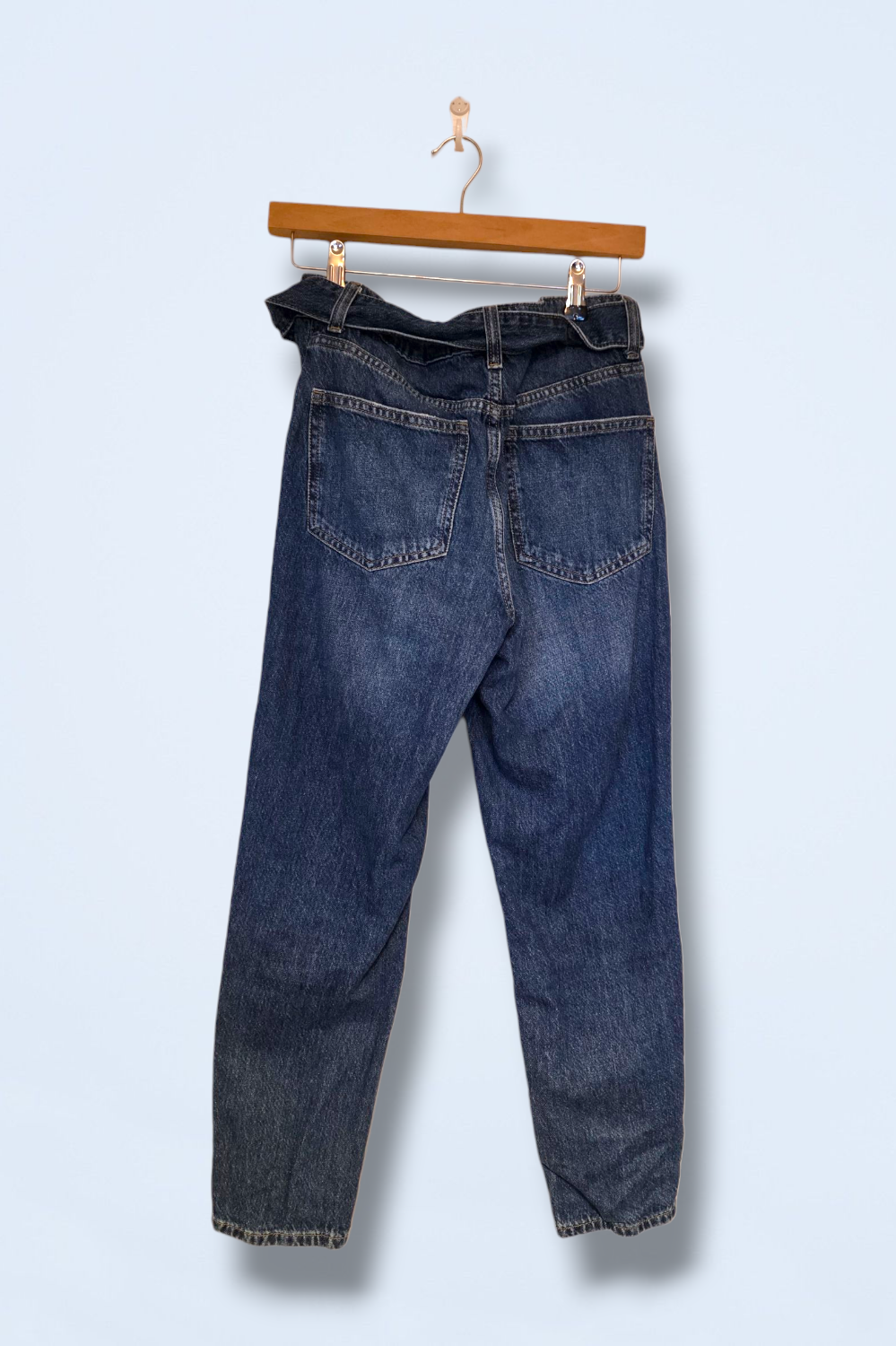 Next High Rise Belted Mom Jeans Size UK 8 Regular