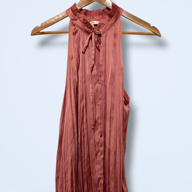 Next Dusky Pink Satin-feel Blouse High-neck UK 12