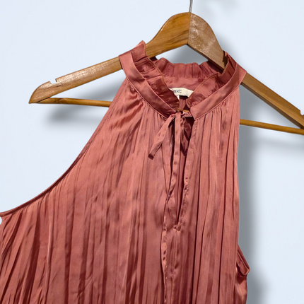 Next Dusky Pink Satin-feel Blouse High-neck UK 12
