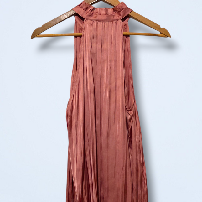 Next Dusky Pink Satin-feel Blouse High-neck UK 12