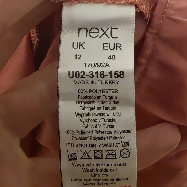 Next Dusky Pink Satin-feel Blouse High-neck UK 12