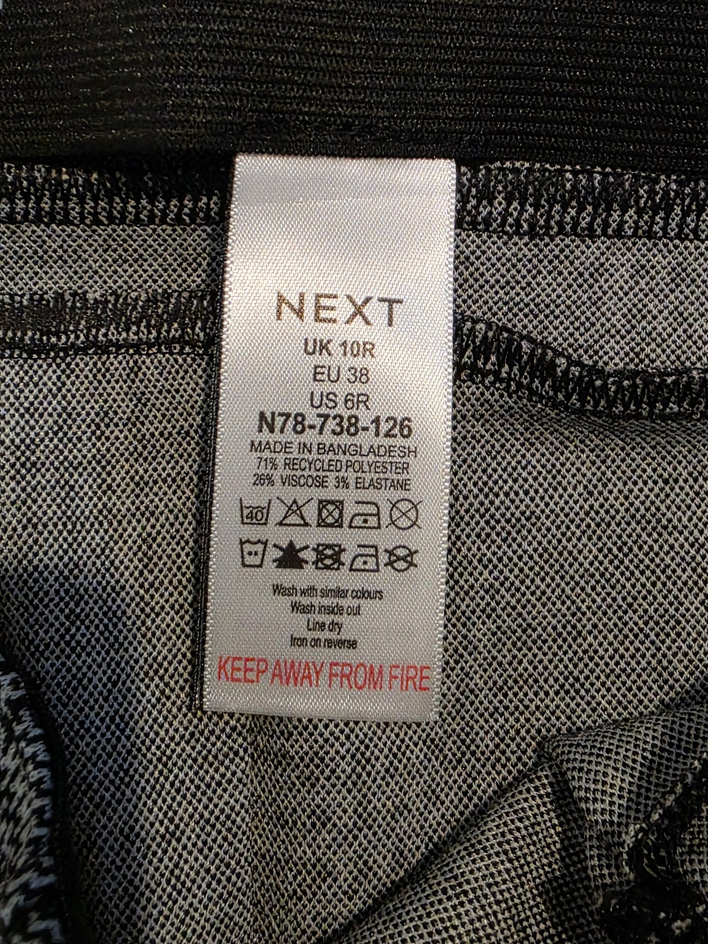 Black & White Check Slim-fit Next Trousers Size 10R