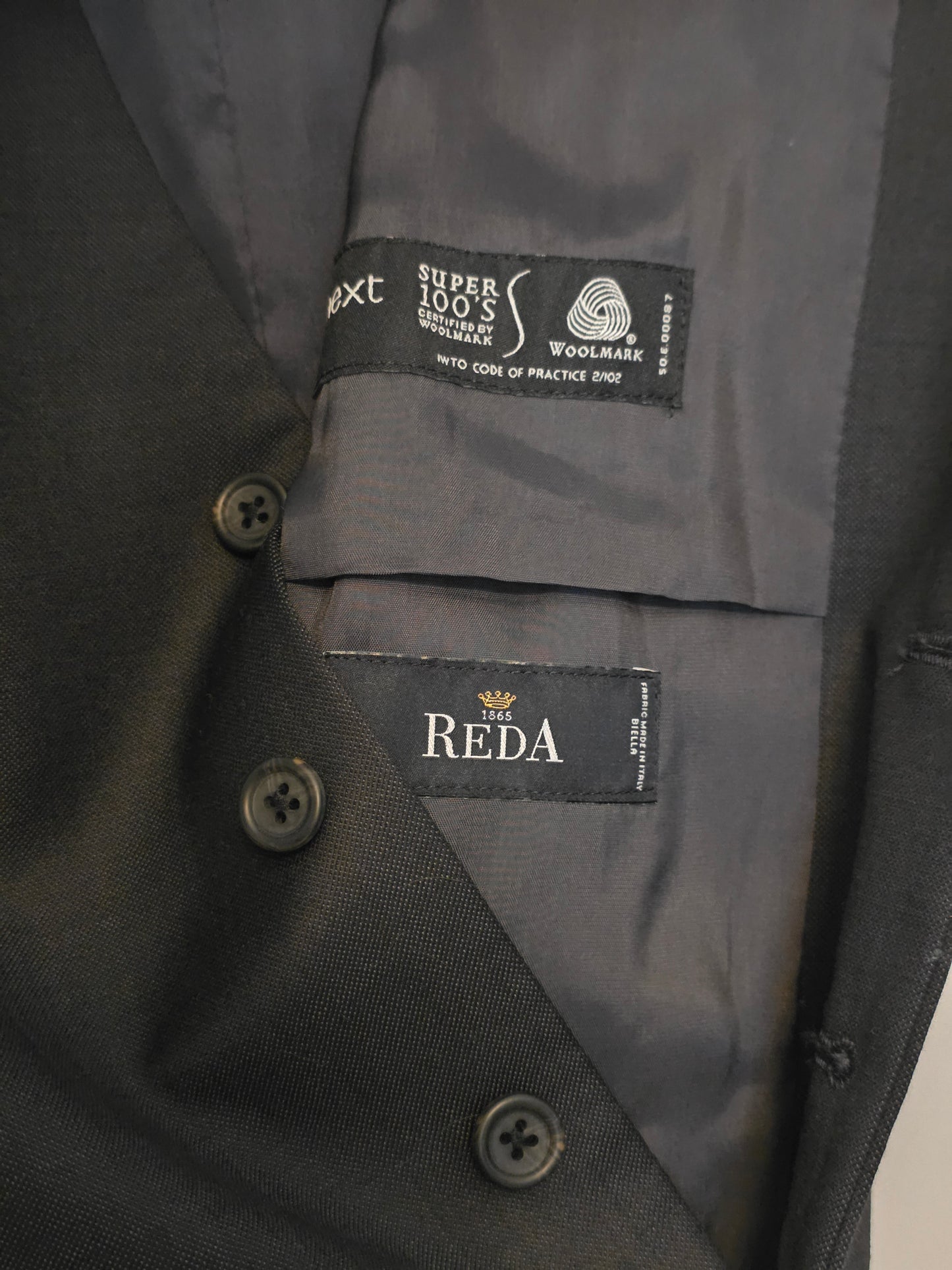 Black Next Waist Coat with Buttons Size 42R Wool Blend