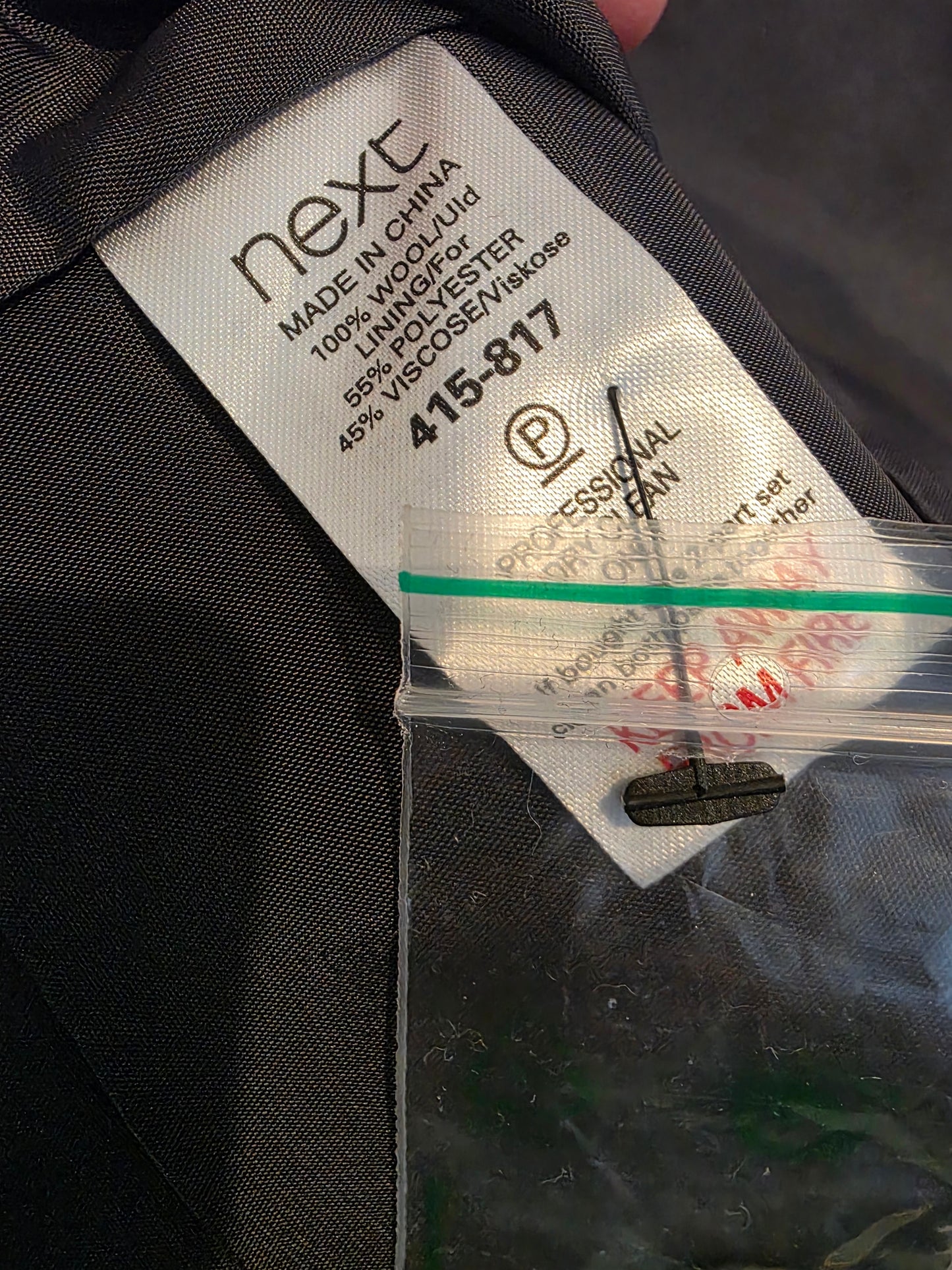 Black Next Waist Coat with Buttons Size 42R Wool Blend