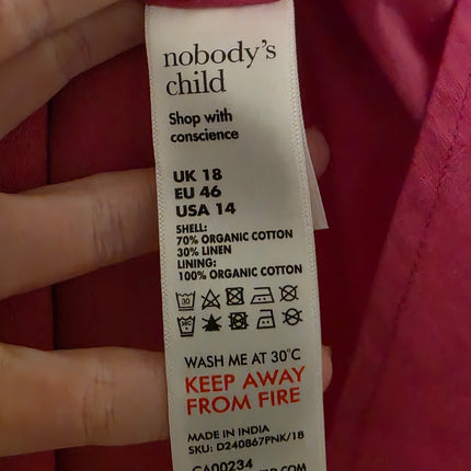 Pink Tied Waist Nobody’s Child’s UK 18 Harriet Mini Dress