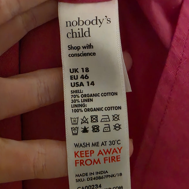 Pink Tied Waist Nobody’s Child’s UK 18 Harriet Mini Dress