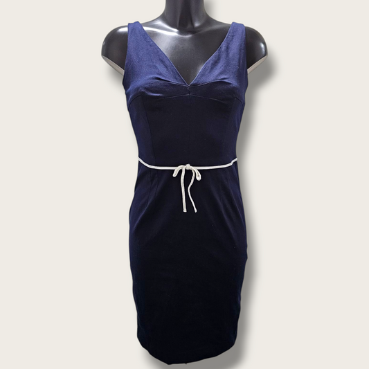 Nougat Navy Blue Bow Detailed Dress UK 12 Size 2