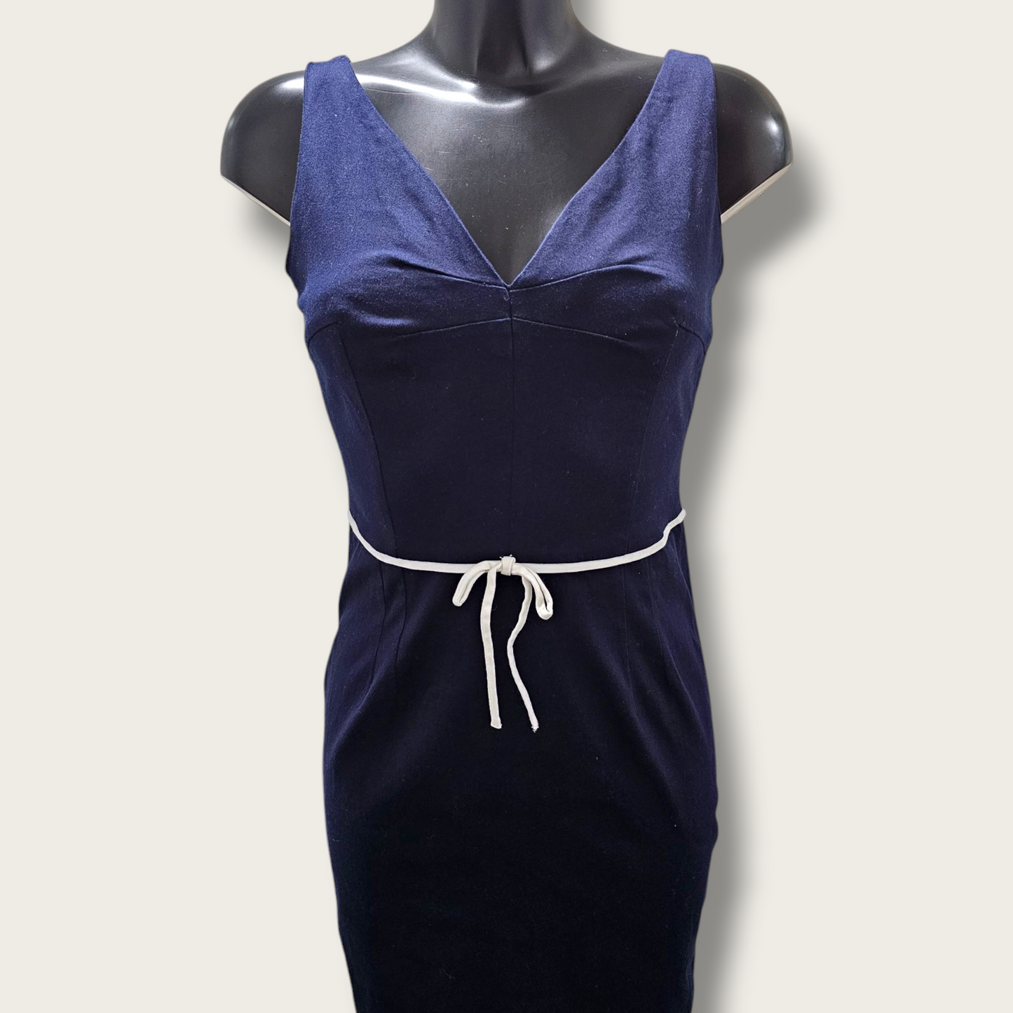 Nougat Navy Blue Bow Detailed Dress UK 12 Size 2