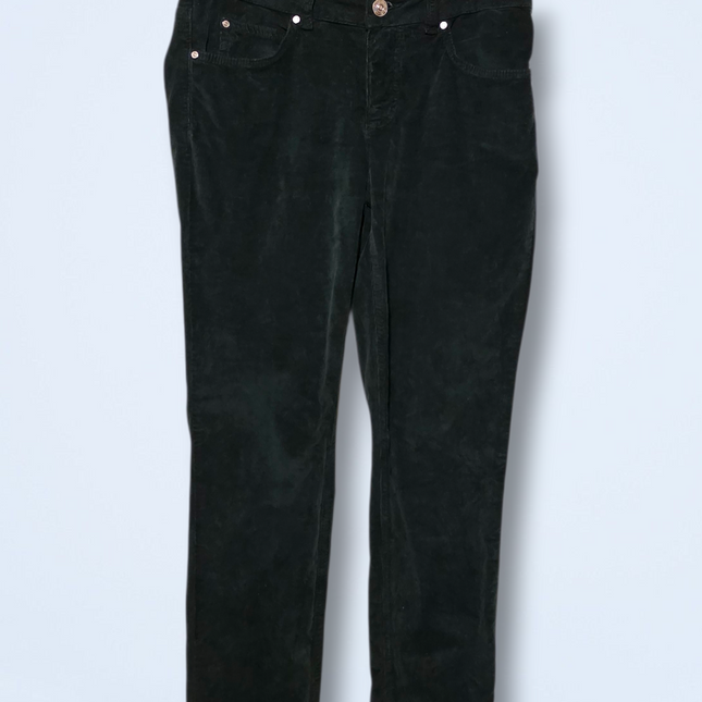 Oui – Green Slim-fit Corduroy Trousers – Size 6 W28