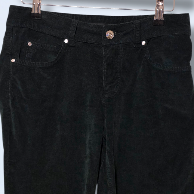 Oui – Green Slim-fit Corduroy Trousers – Size 6 W28