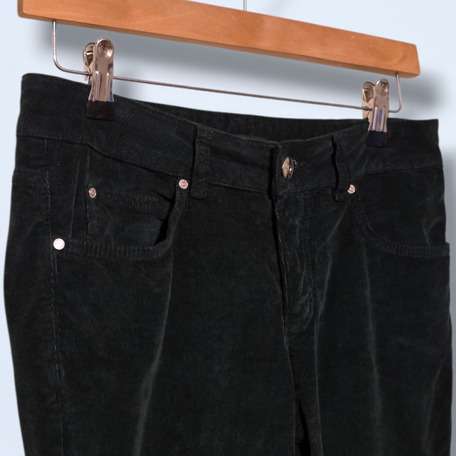 Oui – Green Slim-fit Corduroy Trousers – Size 6 W28