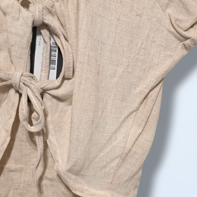 Pretty Little Thing – New UK 8 – Beige with Tied Front – Linen Blend