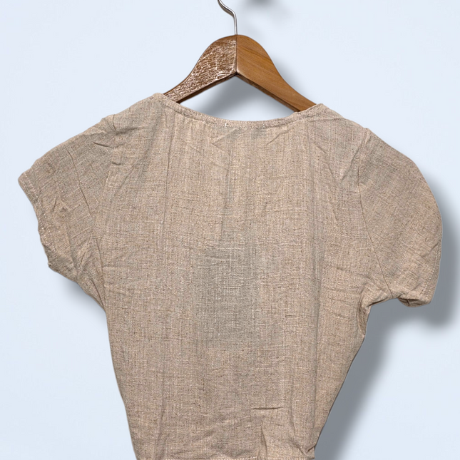 Pretty Little Thing – New UK 8 – Beige with Tied Front – Linen Blend