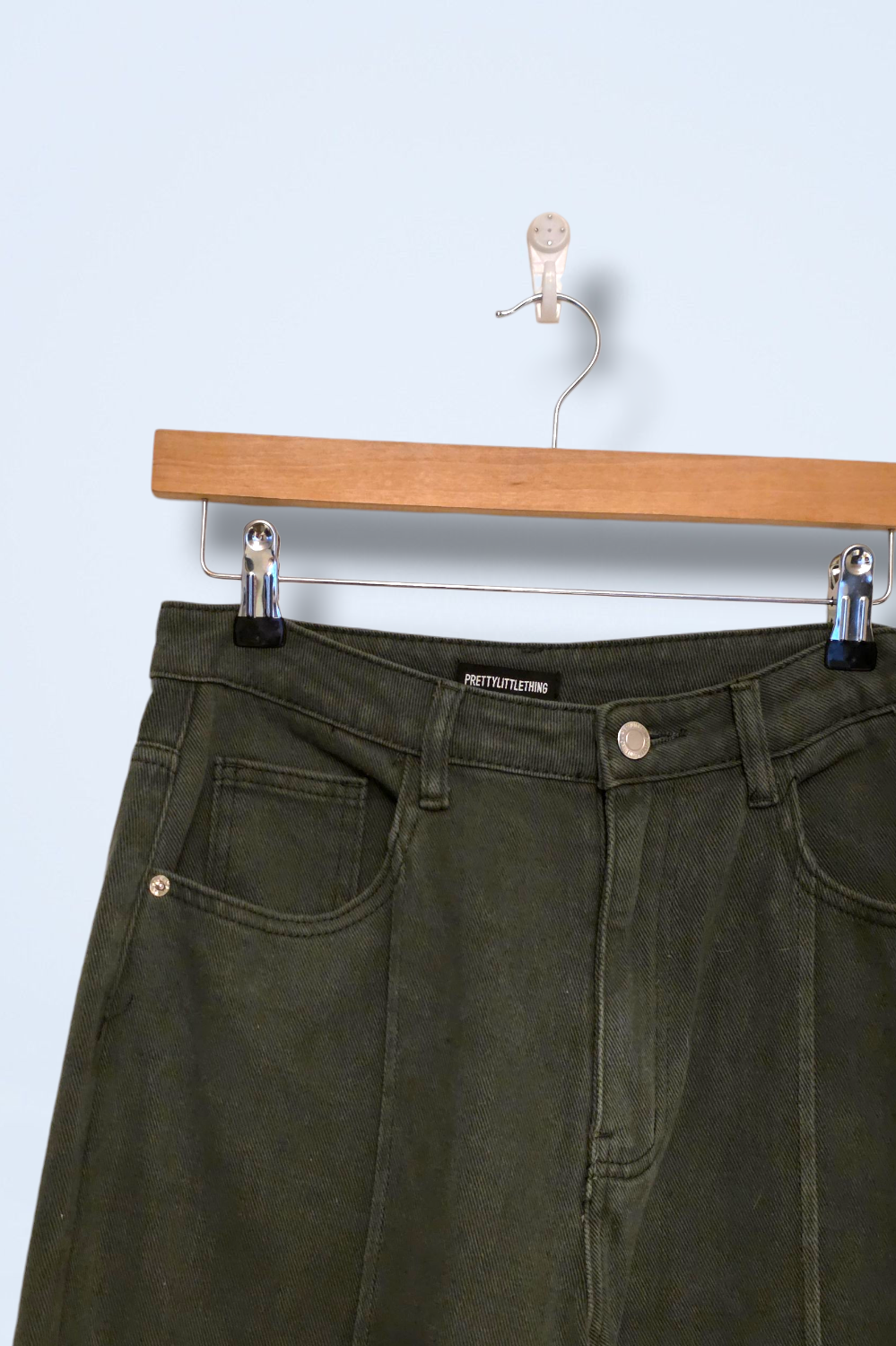 Khaki Green High Waist Cargo Jeans Pretty Little Thing Size 10