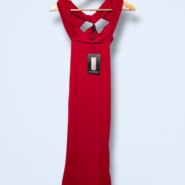 Pretty Little Thing – NWT – Red Midi-dress – Ruffle Detailing