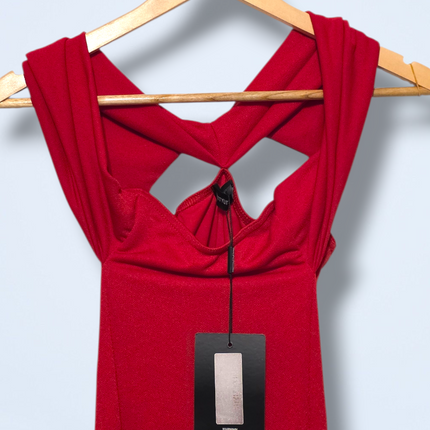Pretty Little Thing – NWT – Red Midi-dress – Ruffle Detailing
