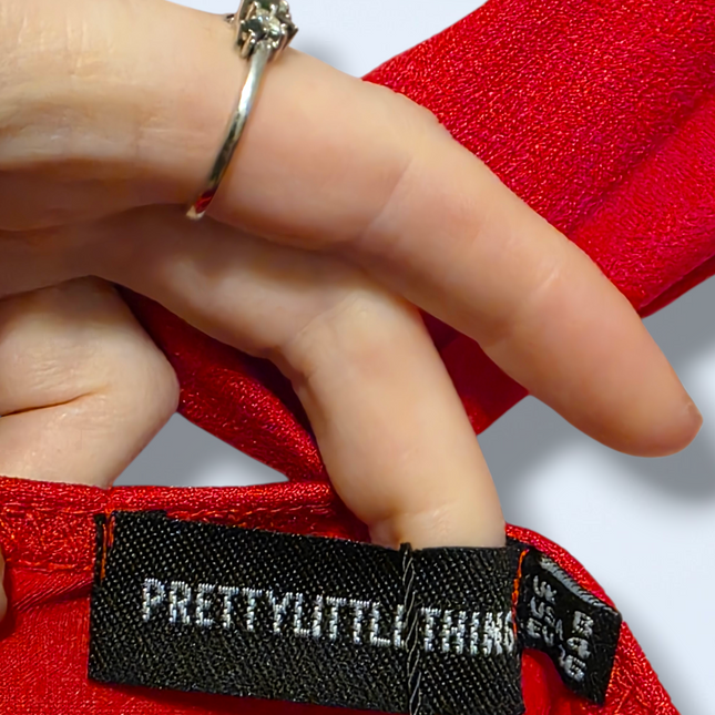 Pretty Little Thing – NWT – Red Midi-dress – Ruffle Detailing
