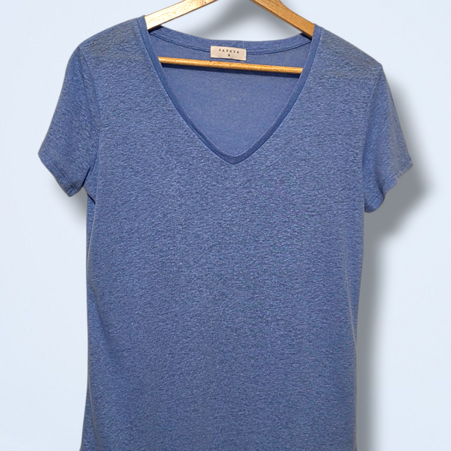 Papaya – Size UK 8 – Pale Blue Casual T-Shirt Linen Blend