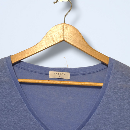 Papaya – Size UK 8 – Pale Blue Casual T-Shirt Linen Blend