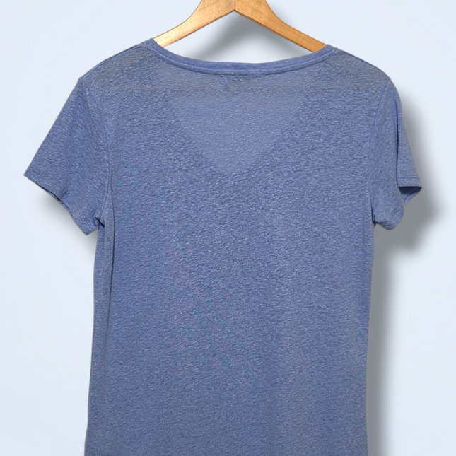 Papaya – Size UK 8 – Pale Blue Casual T-Shirt Linen Blend