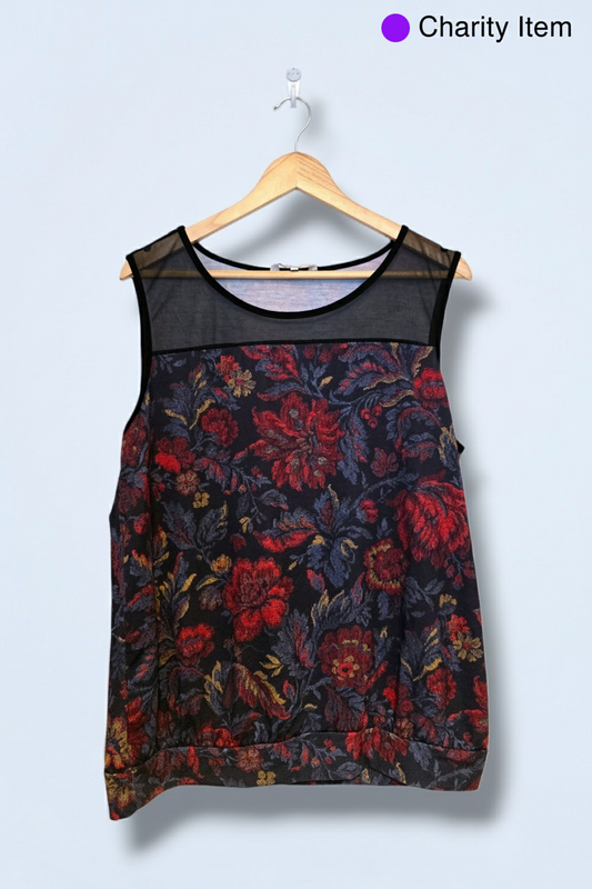 Peacocks Size 20 Vintage-style Floral Print Top Multicolour