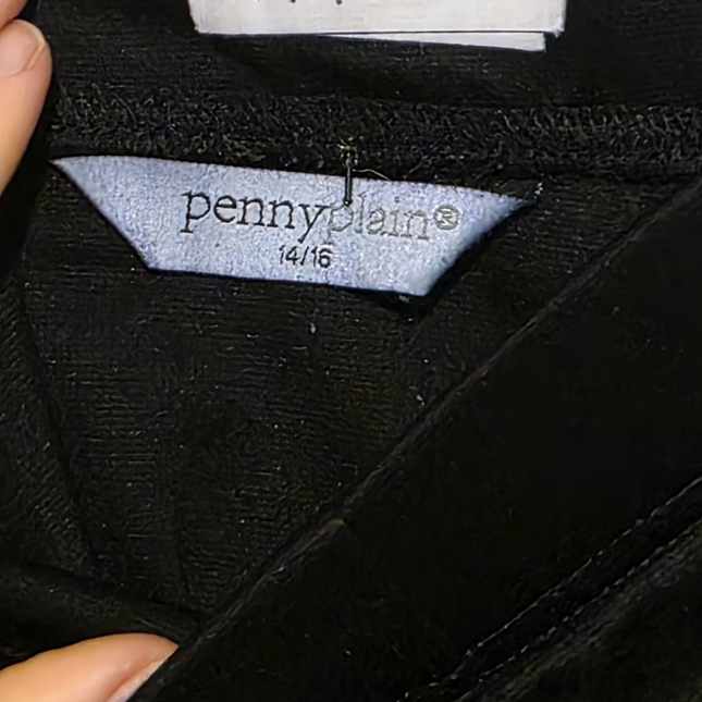 Penny Plain – Size 14/16 – Black Jersey A-line Skirt