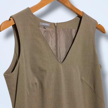 Grieg/Beige – Per Una V-Neck Suit Dress – Size 12 – Zip Back