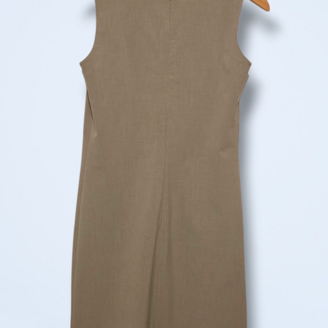 Grieg/Beige – Per Una V-Neck Suit Dress – Size 12 – Zip Back