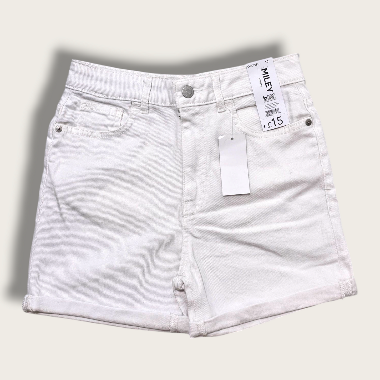 White Denim Miley Shorts UK 10 New