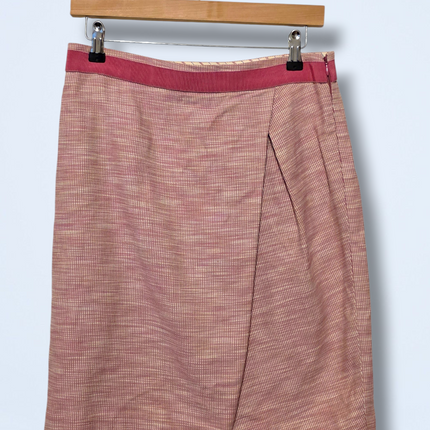 Pink & White Jacquard Skirt Jigsaw UK Size 10 Straight/A-line