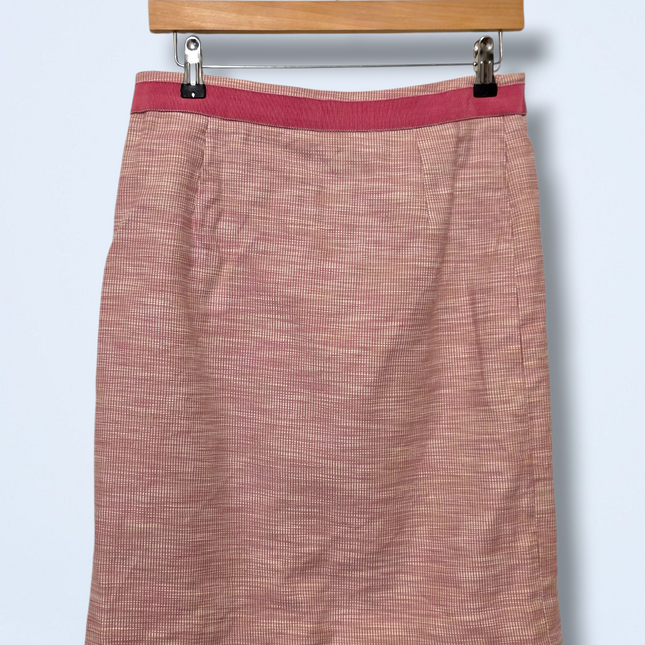 Pink & White Jacquard Skirt Jigsaw UK Size 10 Straight/A-line