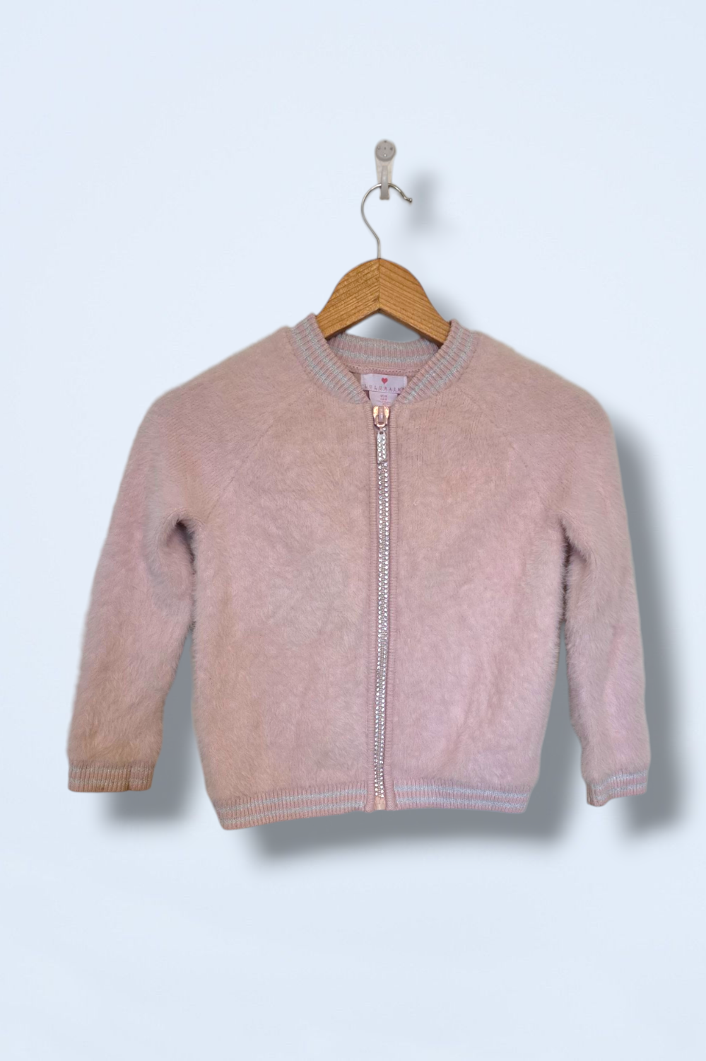 Lulurain Baby Pink Eyelash Knit Zipped Jacket Age 7-8