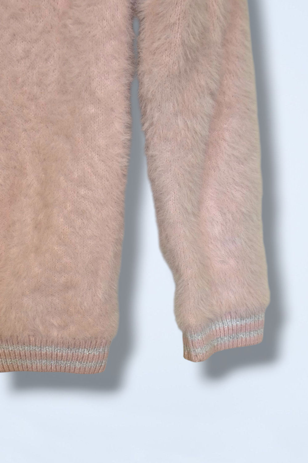 Lulurain Baby Pink Eyelash Knit Zipped Jacket Age 7-8