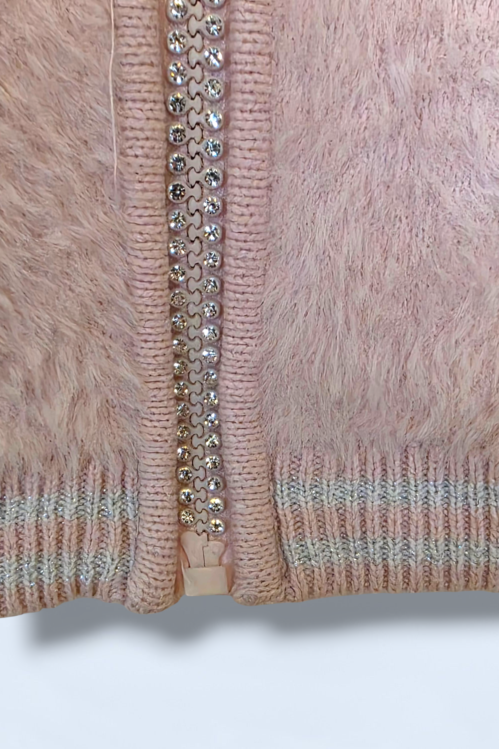 Lulurain Baby Pink Eyelash Knit Zipped Jacket Age 7-8