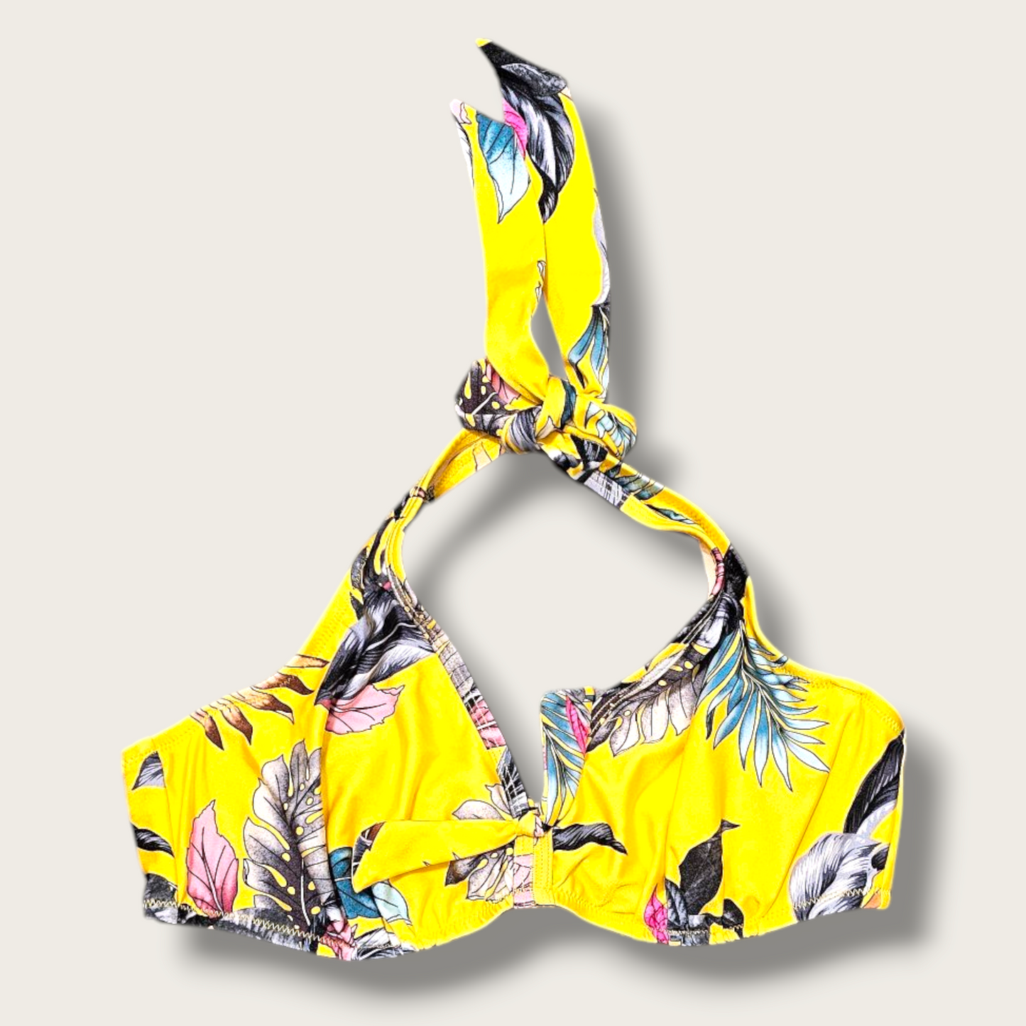 Pour Moi Yellow Printed Bikini Top Paradise Print New 38C