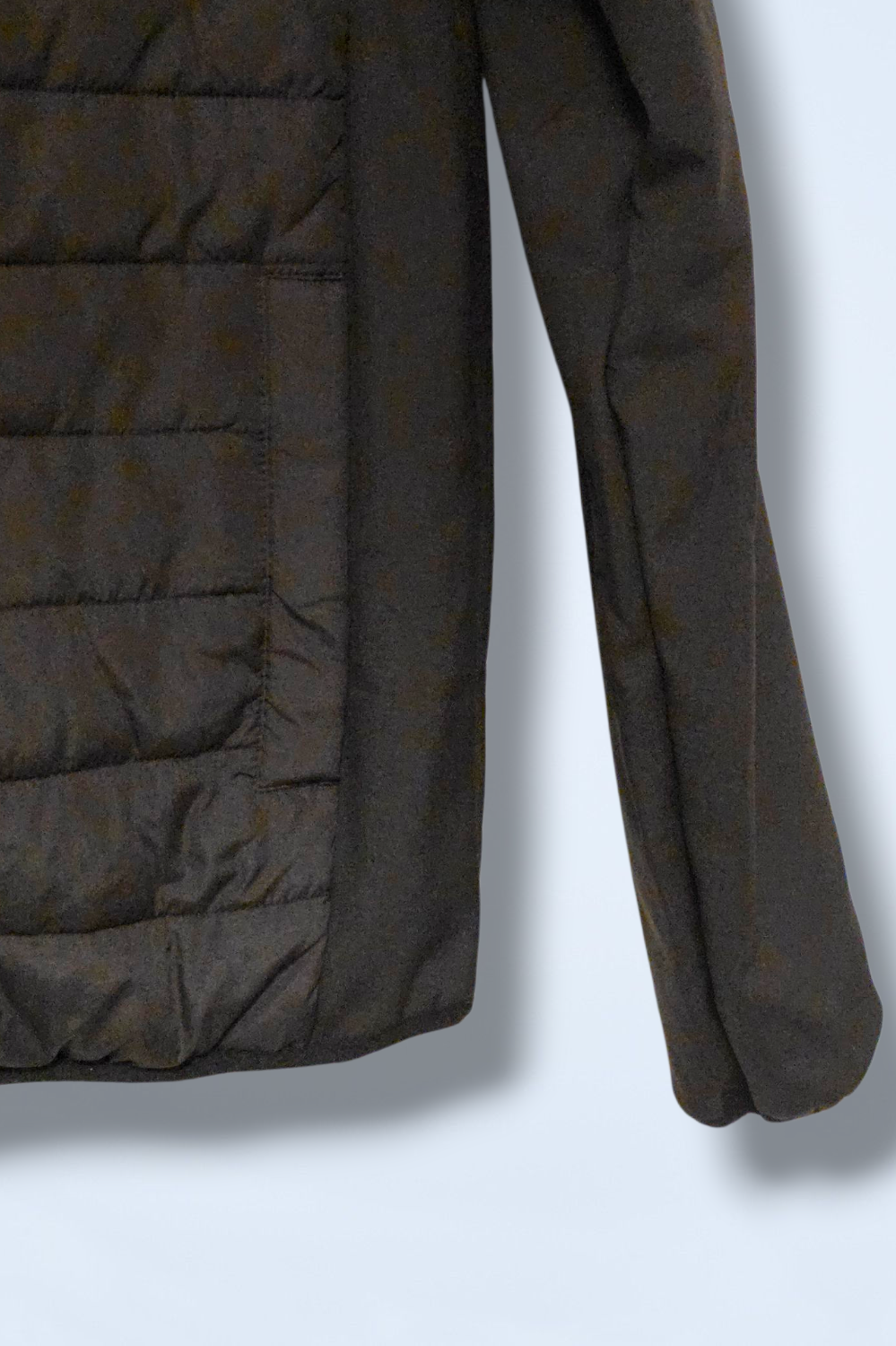 Black Quilted Primark Coat with Hood Size Medium Full Zip