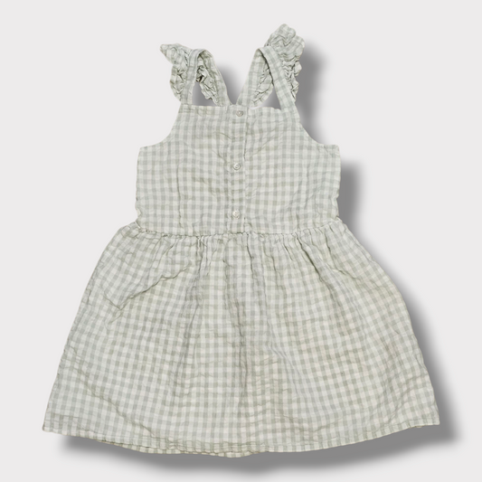 Primark Girls Gingham Dress Age 5–6 – Mint Green & White – 100% Cotton